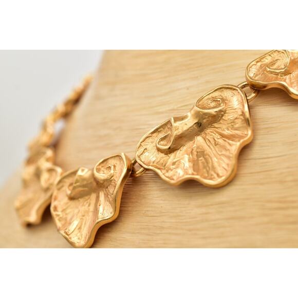 YSL Goosens Vintage Collar Necklace Brushed Gold Chunky Numbered Signed Bin7B - Picture 10 of 12